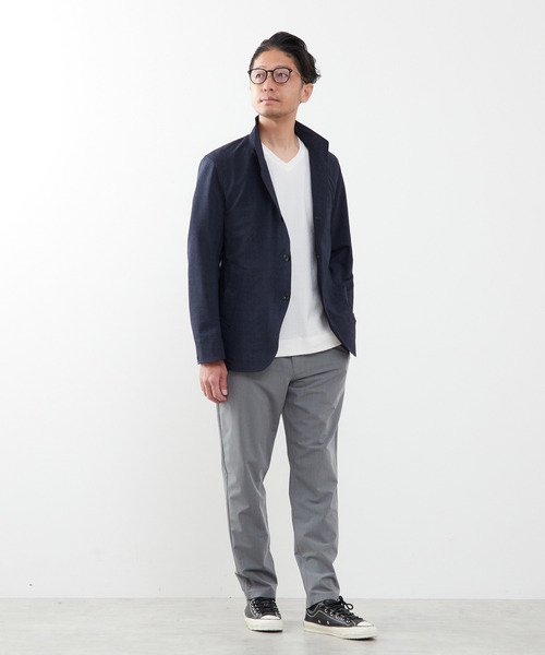 MEN'S MELROSE（メンズメルローズ）の「モザイクリンクスVネックハーフスリーブTシャツ（Tシャツ/カットソー・メンズ・チャコールグレー/ホワイト/ネイビー・4/2/3）」の15枚目の写真