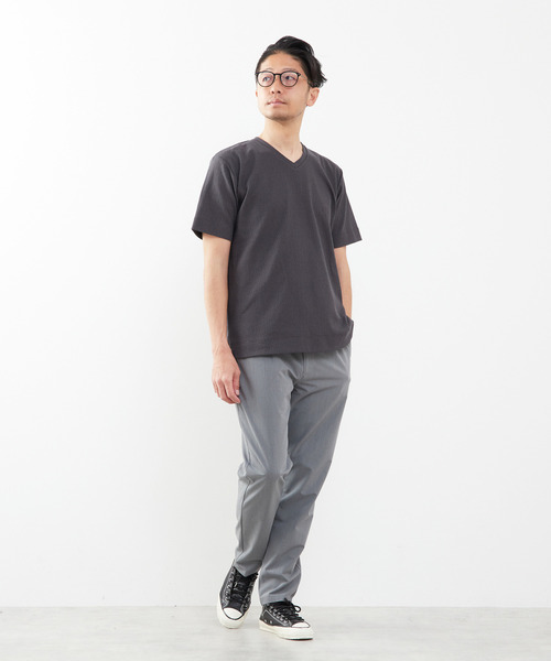 MEN'S MELROSE（メンズメルローズ）の「モザイクリンクスVネックハーフスリーブTシャツ（Tシャツ/カットソー・メンズ・チャコールグレー/ホワイト/ネイビー・4/2/3）」の18枚目の写真