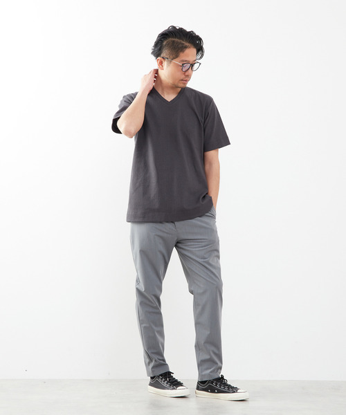 MEN'S MELROSE（メンズメルローズ）の「モザイクリンクスVネックハーフスリーブTシャツ（Tシャツ/カットソー・メンズ・チャコールグレー/ホワイト/ネイビー・4/2/3）」の19枚目の写真