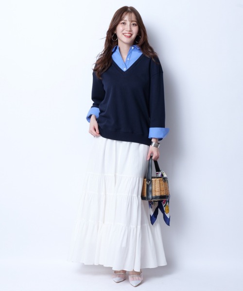 JUSGLITTY（ジャスグリッティー）の「シャツレイヤードプルオーバー（Tシャツ/カットソー・レディース・ネイビー・2）」の5枚目の写真