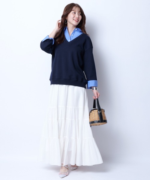 JUSGLITTY（ジャスグリッティー）の「シャツレイヤードプルオーバー（Tシャツ/カットソー・レディース・ネイビー・2）」の3枚目の写真