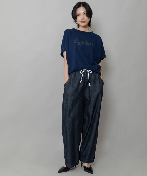 Munich(ミューニック)の「”Cypher”ロゴ刺繍Tシャツ(Tシャツ/カットソー・レディース・グレー/ネイビー/ライトベージュ/ホワイト・FREE)」の12枚目の写真