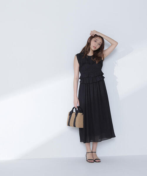 NATURAL BEAUTY BASIC(ナチュラルビューティーベーシック)の「◇シアーチェックシャーリングワンピース(ワンピース・レディース・ブラック/ライトグリーン・MEDIUM/P/S)」の8枚目の写真