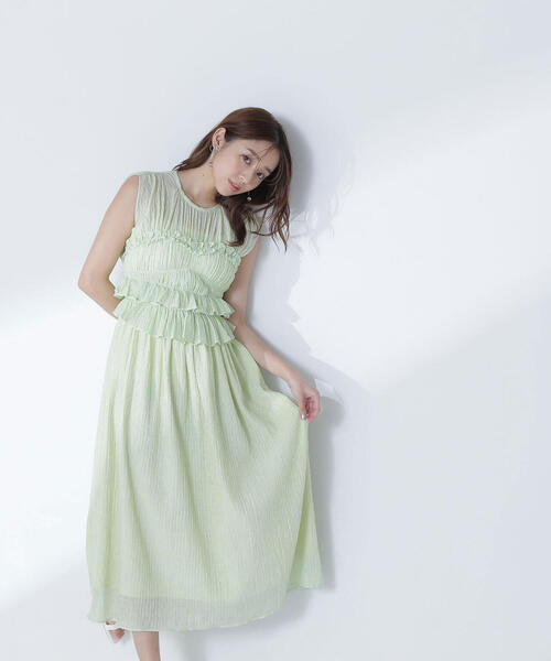 NATURAL BEAUTY BASIC(ナチュラルビューティーベーシック)の「◇シアーチェックシャーリングワンピース(ワンピース・レディース・ブラック/ライトグリーン・MEDIUM/P/S)」の13枚目の写真