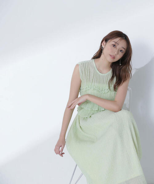 NATURAL BEAUTY BASIC(ナチュラルビューティーベーシック)の「◇シアーチェックシャーリングワンピース(ワンピース・レディース・ブラック/ライトグリーン・MEDIUM/P/S)」の19枚目の写真