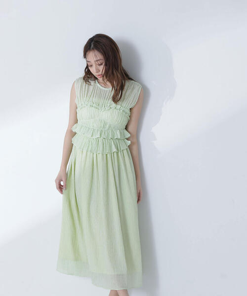 NATURAL BEAUTY BASIC(ナチュラルビューティーベーシック)の「◇シアーチェックシャーリングワンピース(ワンピース・レディース・ブラック/ライトグリーン・MEDIUM/P/S)」の20枚目の写真