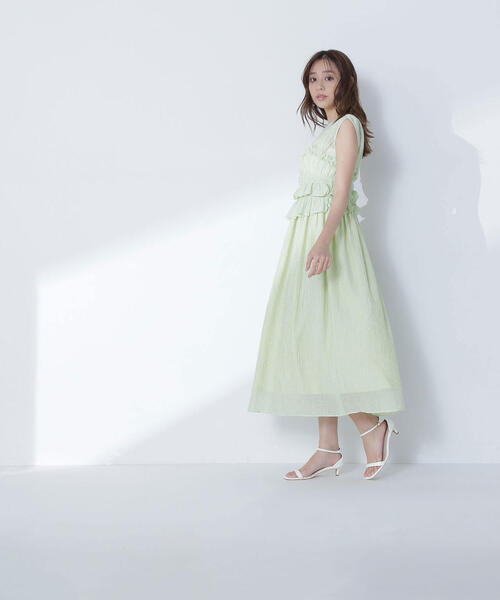 NATURAL BEAUTY BASIC(ナチュラルビューティーベーシック)の「◇シアーチェックシャーリングワンピース(ワンピース・レディース・ブラック/ライトグリーン・MEDIUM/P/S)」の21枚目の写真