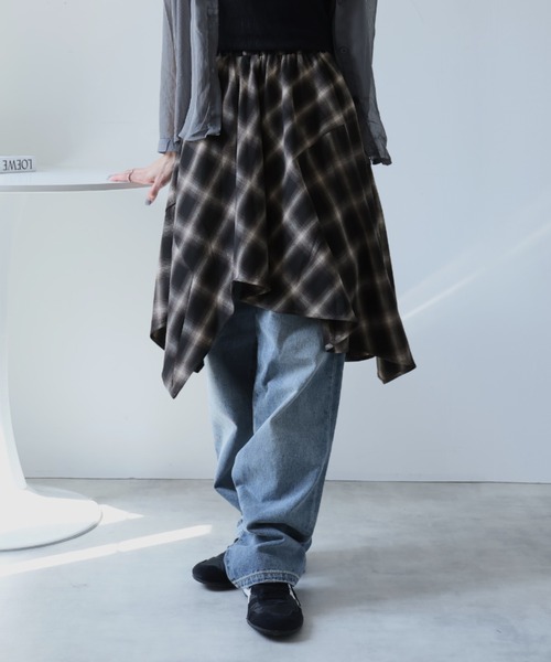 Ulysses(ユリシス)の「アシンメトリーチェックスカート(スカート・レディース・ブラック/ブラウン・S)」の8枚目の写真