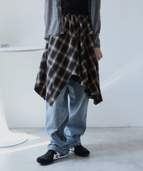 セール】アシンメトリーチェックスカート（スカート）｜Ulysses