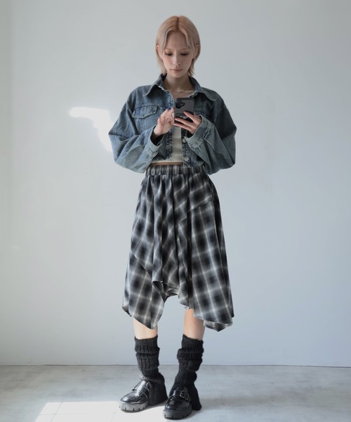 セール】アシンメトリーチェックスカート（スカート）｜Ulysses