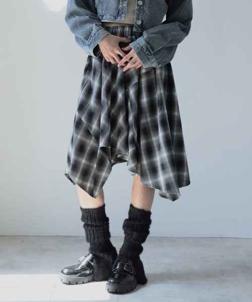 セール】アシンメトリーチェックスカート（スカート）｜Ulysses