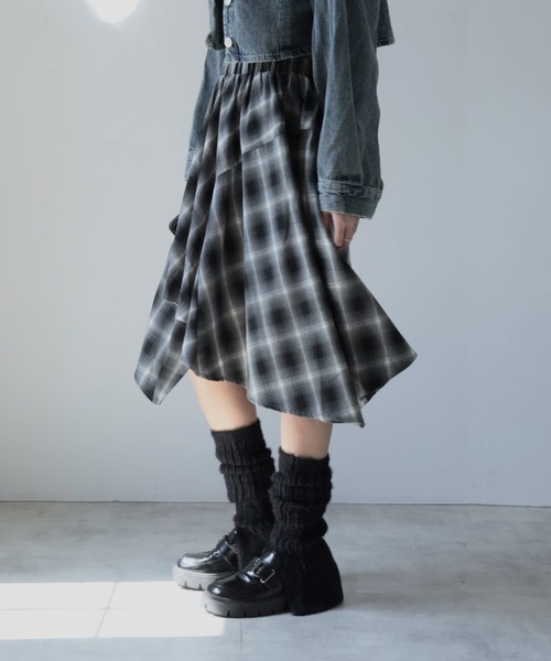 セール】アシンメトリーチェックスカート（スカート）｜Ulysses