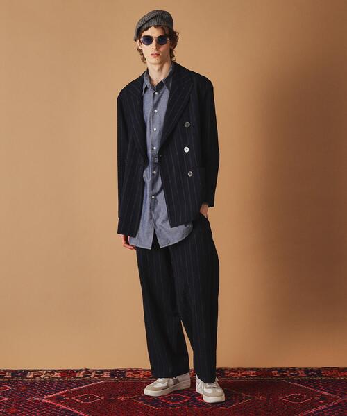 40ｃｔ＆525（フォーティーカラッツアンドゴーニーゴ）の「ウールサッカーストライプ Wジャケット（テーラードジャケット・メンズ・ネイビー系2・01/02/03/04）」の17枚目の写真