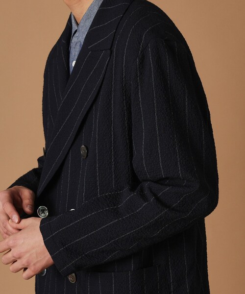 40ｃｔ＆525（フォーティーカラッツアンドゴーニーゴ）の「ウールサッカーストライプ Wジャケット（テーラードジャケット・メンズ・ネイビー系2・01/02/03/04）」の11枚目の写真