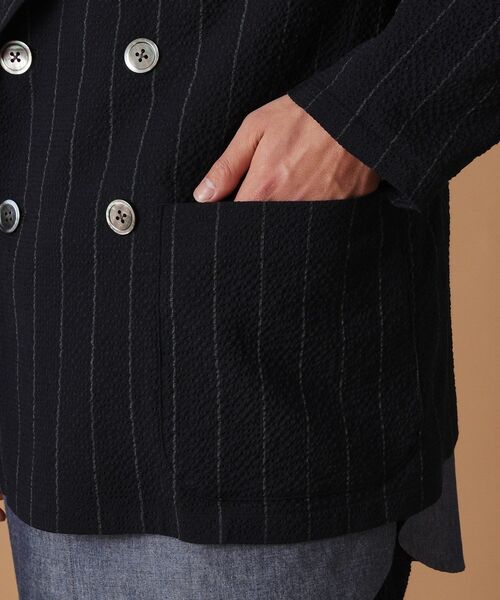 40ｃｔ＆525（フォーティーカラッツアンドゴーニーゴ）の「ウールサッカーストライプ Wジャケット（テーラードジャケット・メンズ・ネイビー系2・01/02/03/04）」の10枚目の写真