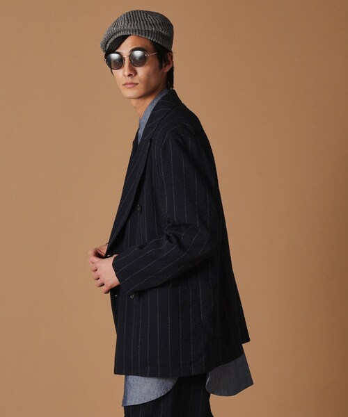 40ｃｔ＆525（フォーティーカラッツアンドゴーニーゴ）の「ウールサッカーストライプ Wジャケット（テーラードジャケット・メンズ・ネイビー系2・01/02/03/04）」の5枚目の写真