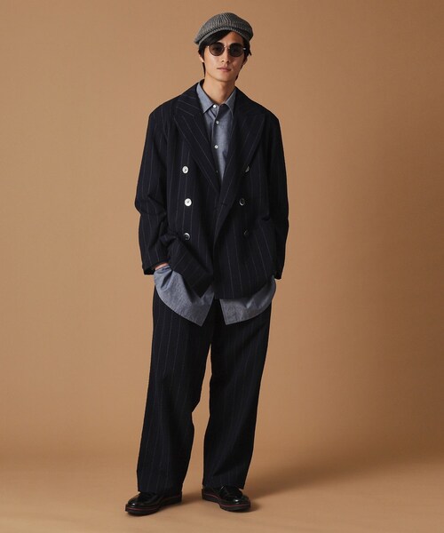 40ｃｔ＆525（フォーティーカラッツアンドゴーニーゴ）の「ウールサッカーストライプ Wジャケット（テーラードジャケット・メンズ・ネイビー系2・01/02/03/04）」の4枚目の写真