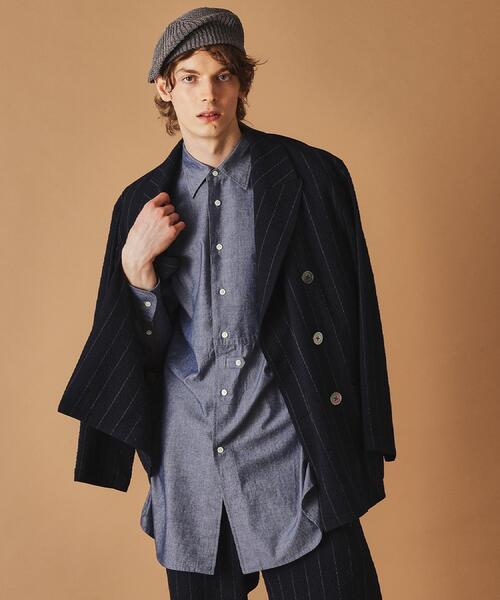 40ｃｔ＆525（フォーティーカラッツアンドゴーニーゴ）の「ウールサッカーストライプ Wジャケット（テーラードジャケット・メンズ・ネイビー系2・01/02/03/04）」の2枚目の写真