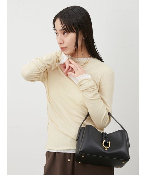 Mila Owen(ミラオーウェン)の「コットン100%クルーネックシアーロンT(Tシャツ/カットソー・レディース・チャコールグレー/ホワイト/ブラウン/イエロー・0/1)」の5枚目の写真