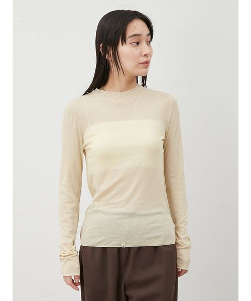 Mila Owen(ミラオーウェン)の「コットン100%クルーネックシアーロンT(Tシャツ/カットソー・レディース・チャコールグレー/ホワイト/ブラウン/イエロー・0/1)」の6枚目の写真