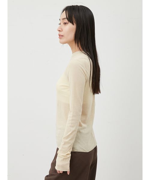 Mila Owen(ミラオーウェン)の「コットン100%クルーネックシアーロンT(Tシャツ/カットソー・レディース・チャコールグレー/ホワイト/ブラウン/イエロー・0/1)」の7枚目の写真