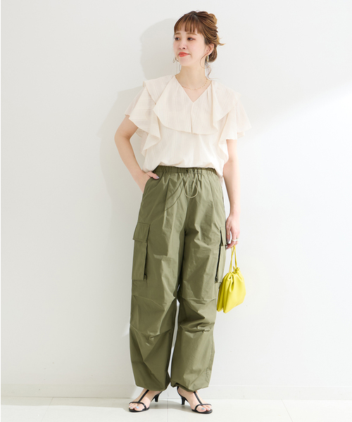 B.C STOCK(ベーセーストック)の「《追加》ウォッシャブル / モールストライプフリルブラウス(シャツ/ブラウス・レディース・ホワイト/ブラック・FREE)」の11枚目の写真