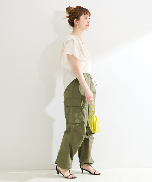 B.C STOCK(ベーセーストック)の「《追加》ウォッシャブル / モールストライプフリルブラウス(シャツ/ブラウス・レディース・ホワイト/ブラック・FREE)」の14枚目の写真