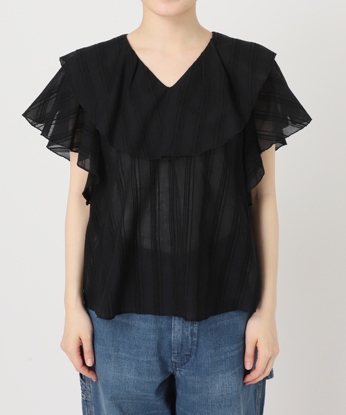 B.C STOCK(ベーセーストック)の「《追加》ウォッシャブル / モールストライプフリルブラウス(シャツ/ブラウス・レディース・ホワイト/ブラック・FREE)」の21枚目の写真