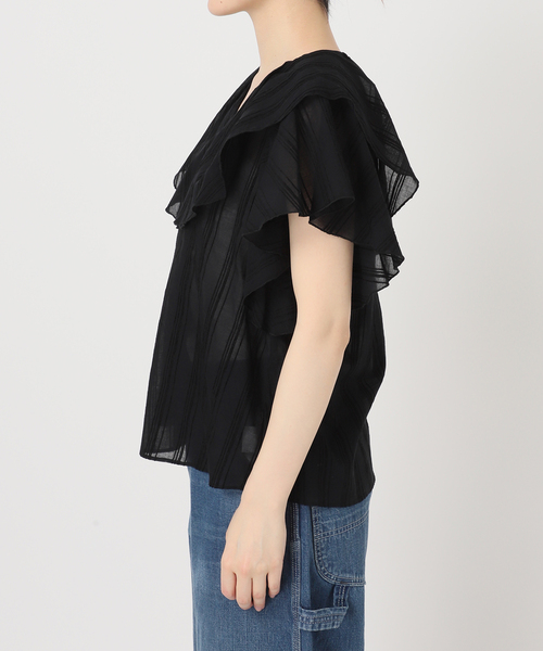B.C STOCK(ベーセーストック)の「《追加》ウォッシャブル / モールストライプフリルブラウス(シャツ/ブラウス・レディース・ホワイト/ブラック・FREE)」の22枚目の写真