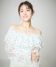 Heart Pattern Off Shoulder Blouse-ハート柄ブラウス
