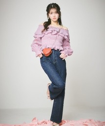 Heart Pattern Off Shoulder Blouse-ハート柄ブラウス