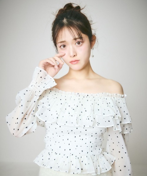 LANTINAM(ランティナム)の「Heart Pattern Off Shoulder Blouse-ハート柄ブラウス(シャツ/ブラウス・レディース・ピンク系その他/ホワイト系その他・FREE)」の13枚目の写真