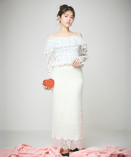 LANTINAM(ランティナム)の「Heart Pattern Off Shoulder Blouse-ハート柄ブラウス(シャツ/ブラウス・レディース・ピンク系その他/ホワイト系その他・FREE)」の15枚目の写真