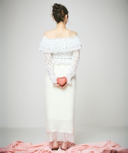 LANTINAM(ランティナム)の「Heart Pattern Off Shoulder Blouse-ハート柄ブラウス(シャツ/ブラウス・レディース・ピンク系その他/ホワイト系その他・FREE)」の16枚目の写真