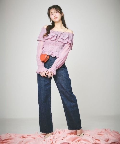 LANTINAM(ランティナム)の「Heart Pattern Off Shoulder Blouse-ハート柄ブラウス(シャツ/ブラウス・レディース・ピンク系その他/ホワイト系その他・FREE)」の11枚目の写真