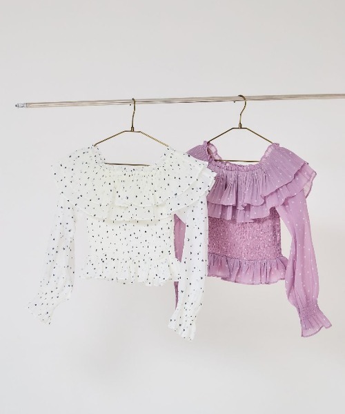 LANTINAM(ランティナム)の「Heart Pattern Off Shoulder Blouse-ハート柄ブラウス(シャツ/ブラウス・レディース・ピンク系その他/ホワイト系その他・FREE)」の17枚目の写真