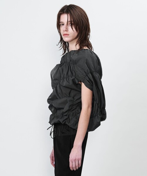 セール】＜ASTRAET＞ タフタ シャーリング ノースリーブブラウス