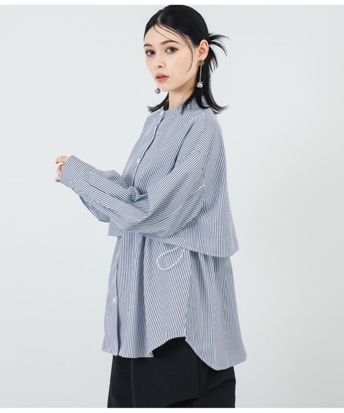 ANAP（アナップ）の「先染めストライプ フライヨークブラウス（シャツ/ブラウス・レディース・ネイビー/ブルー・FREE）」の5枚目の写真