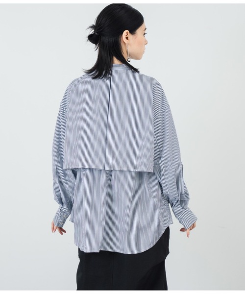 ANAP（アナップ）の「先染めストライプ フライヨークブラウス（シャツ/ブラウス・レディース・ネイビー/ブルー・FREE）」の6枚目の写真