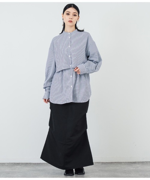 ANAP（アナップ）の「先染めストライプ フライヨークブラウス（シャツ/ブラウス・レディース・ネイビー/ブルー・FREE）」の7枚目の写真