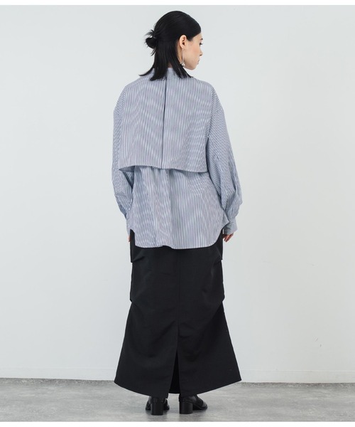 ANAP（アナップ）の「先染めストライプ フライヨークブラウス（シャツ/ブラウス・レディース・ネイビー/ブルー・FREE）」の9枚目の写真