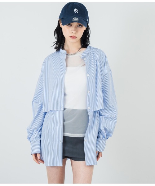 ANAP（アナップ）の「先染めストライプ フライヨークブラウス（シャツ/ブラウス・レディース・ネイビー/ブルー・FREE）」の11枚目の写真