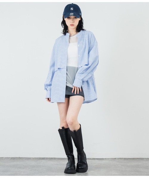 ANAP（アナップ）の「先染めストライプ フライヨークブラウス（シャツ/ブラウス・レディース・ネイビー/ブルー・FREE）」の13枚目の写真