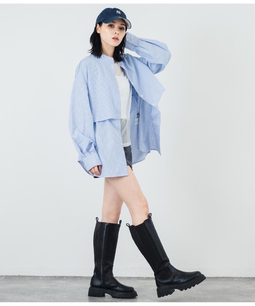 ANAP（アナップ）の「先染めストライプ フライヨークブラウス（シャツ/ブラウス・レディース・ネイビー/ブルー・FREE）」の14枚目の写真