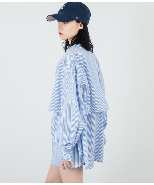 ANAP（アナップ）の「先染めストライプ フライヨークブラウス（シャツ/ブラウス・レディース・ネイビー/ブルー・FREE）」の15枚目の写真