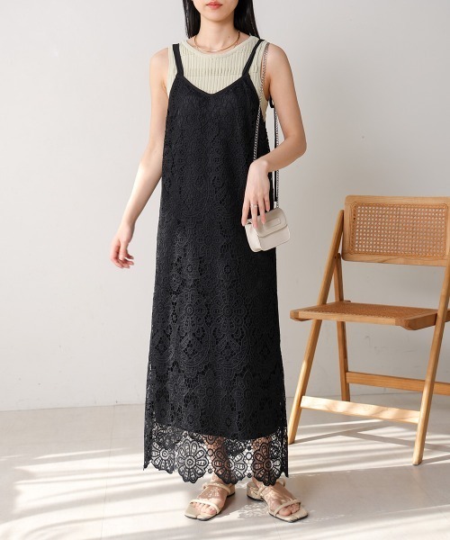 Bab(バブ)の「【S・Mサイズ展開】レースバックリボンキャミワンピース(ワンピース・レディース・ホワイト系その他/モカ/ブラック・MEDIUM/SMALL)」の2枚目の写真
