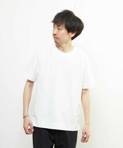 MEN'S MELROSE(メンズメルローズ)の「リンクスジャガードスタンダード半袖Tシャツ(Tシャツ/カットソー・メンズ・ホワイト/ライトグレー/ミント/ネイビー・2/4/3)」の2枚目の写真