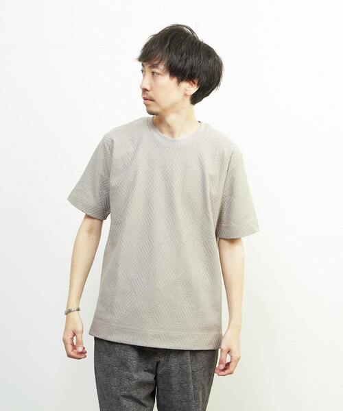 MEN'S MELROSE(メンズメルローズ)の「リンクスジャガードスタンダード半袖Tシャツ(Tシャツ/カットソー・メンズ・ホワイト/ライトグレー/ミント/ネイビー・2/4/3)」の1枚目の写真