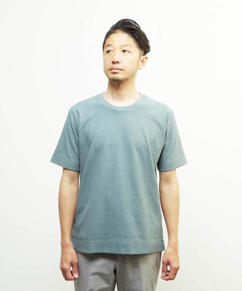 MEN'S MELROSE(メンズメルローズ)の「リンクスジャガードスタンダード半袖Tシャツ(Tシャツ/カットソー・メンズ・ホワイト/ライトグレー/ミント/ネイビー・2/4/3)」の16枚目の写真