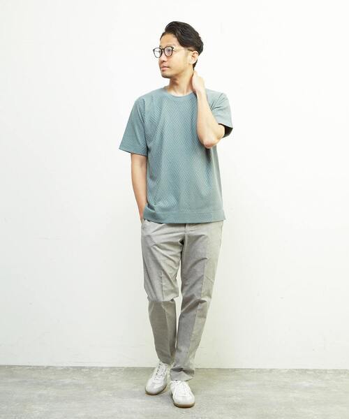 MEN'S MELROSE(メンズメルローズ)の「リンクスジャガードスタンダード半袖Tシャツ(Tシャツ/カットソー・メンズ・ホワイト/ライトグレー/ミント/ネイビー・2/4/3)」の6枚目の写真